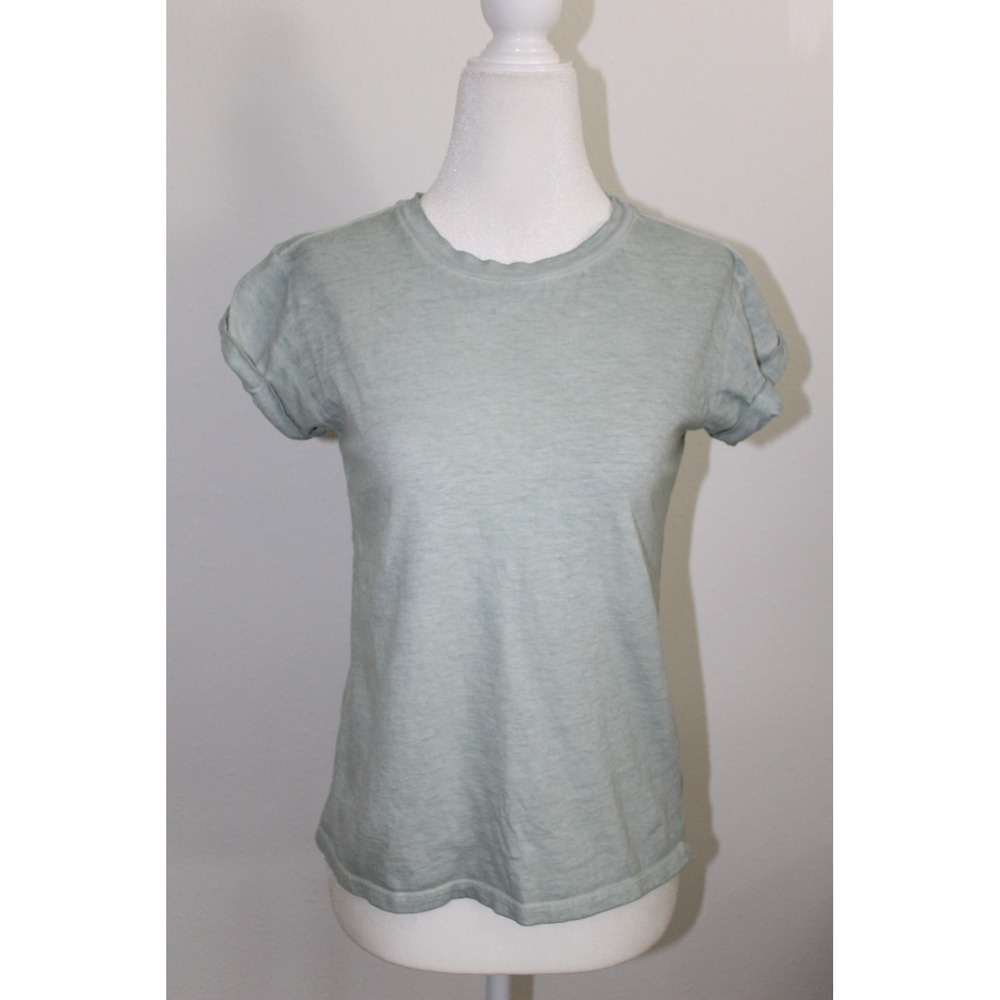 AllSaints Anna Crew Neck Tee Shirt Sage Mint Green Mineral Wash Organic Cotton 0